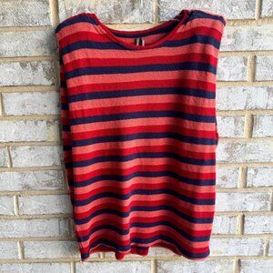 Anthropologie Sleeveless Padded Shoulders Striped Sweater Size S - fits like L